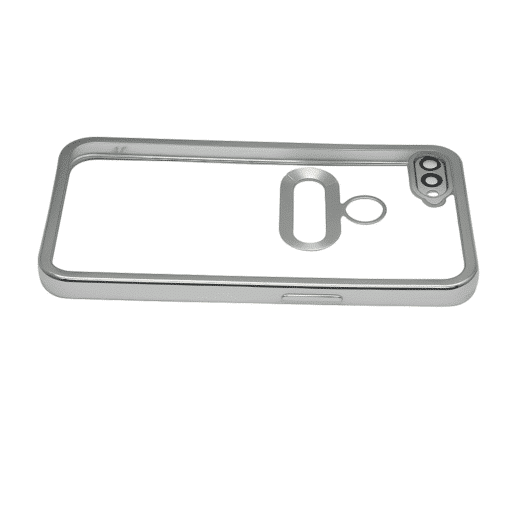 OPPO A12 White Frame Back Cover | Transparent Shockproof Case with Ring Holder & Camera Protection - Image 3