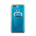 OPPO A12 White Frame Back Cover | Transparent Shockproof Case with Ring Holder & Camera Protection - Image 2