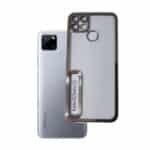Realme C25 / Realme C12 Back Cover | Transparent Shockproof Case with Ring Holder Stand & Camera Protection