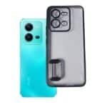 Vivo V25 Back Cover | Transparent Shockproof Case with Ring Holder Stand & Camera Protection