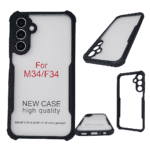 Samsung M34 5G Back Cover | Transparent Shockproof Case with Ring Holder Stand & Camera Protection